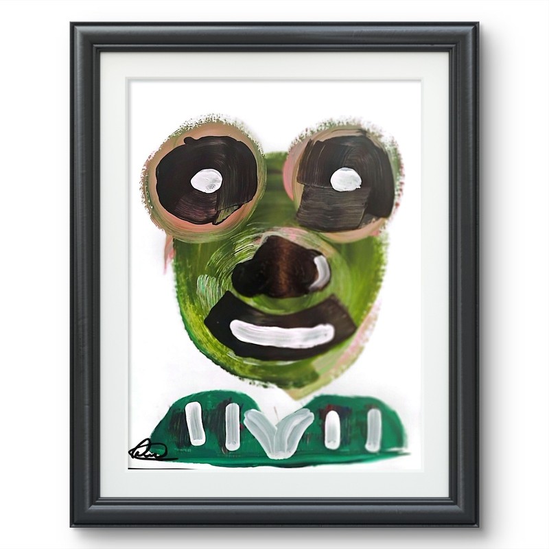 (FRAMED) Original art 14 X 11 The eyes Mixed media Abstract Expressionist