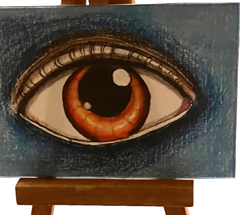ACEO Print “ The Eyes Have It All #1 “ Brown, eyes, fantasy, miniature art,