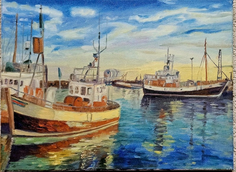 Daorong Harbor in the sunshine Oil paintings on canvas ,12×16