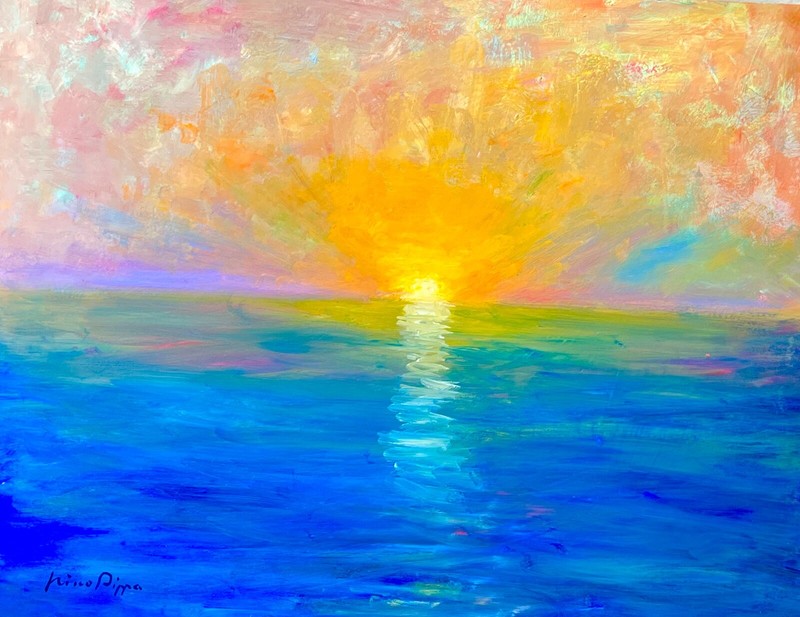 Listed Nino Pippa Original Painting Spectacular Florida Key West Sunset 14″X 18″