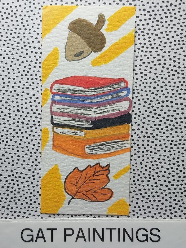 DOLLHOUSE Original Painting 1.5×3.5 Inch Tiny Collectible Fall Art 1:12