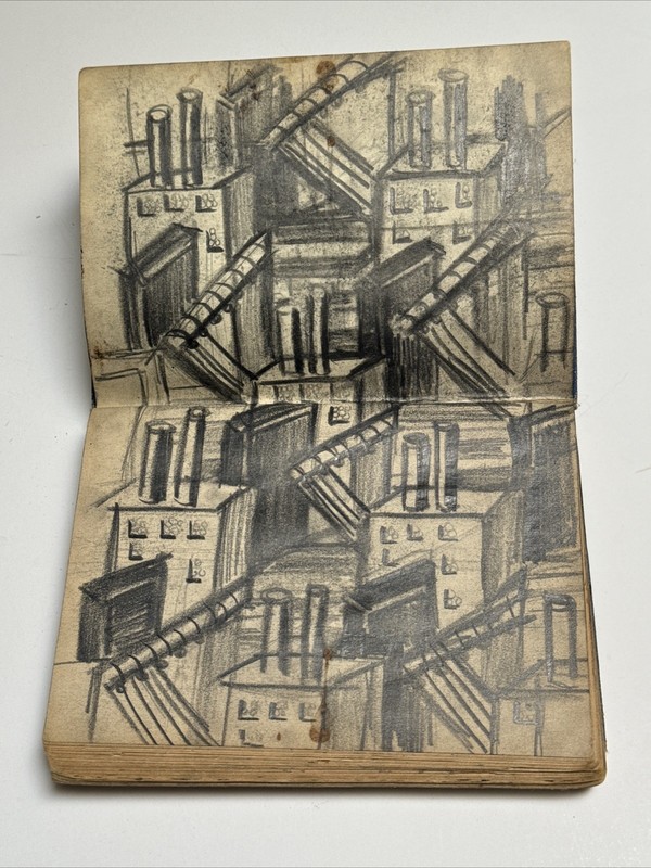 ANTIQUE WPA DRAWING COLLECTION SYLVIA LUDINS LISTED NYC MODERNIST REGIONALISM