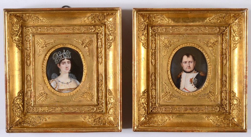 Louis-Francois Aubry-Attrib.»Napoleon and Josephine» two fine miniatures