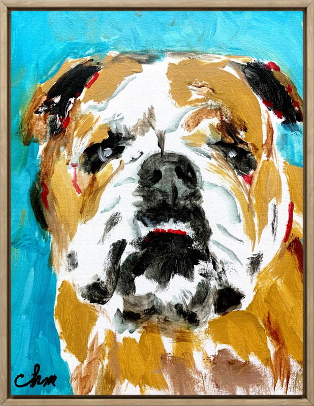 12×16 «Bulldog” Expressionism Original Handmade Signed Colorful Abstract Art