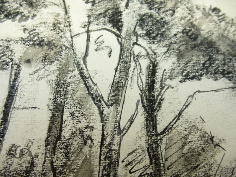 Watercolour / Charcoal Drawing "Central German Landscape" Unsigned gallery