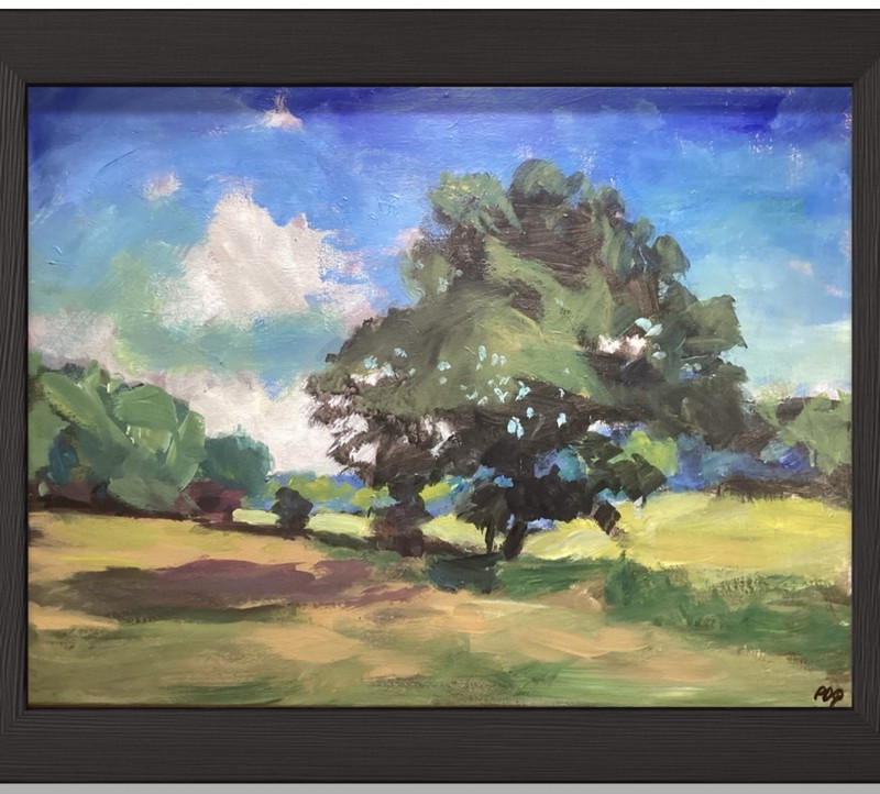 PDQ Artist Original Painting Landscape Field Trees Abstract Acrylic 18×24 Canvas