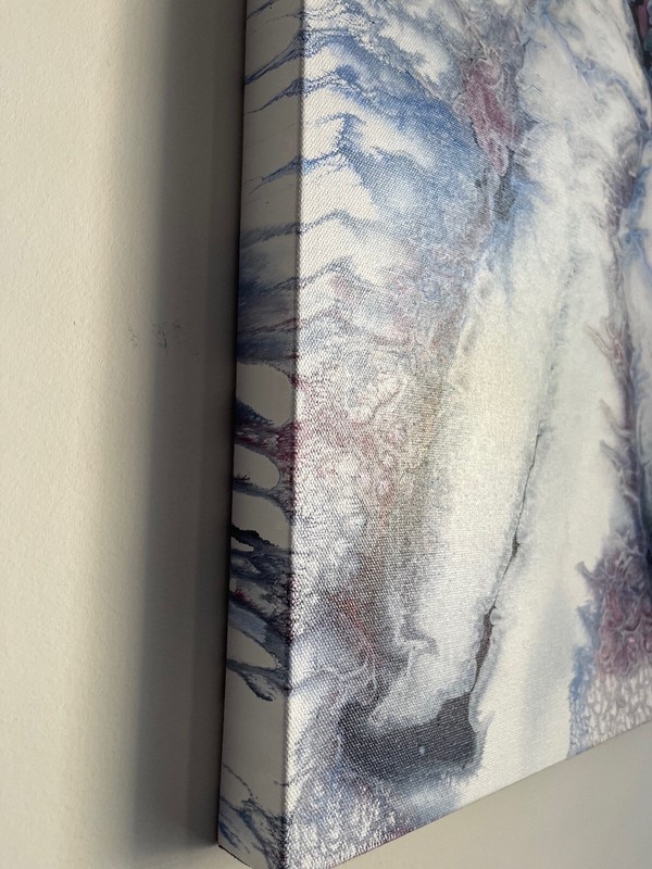 20x24 Modern Abstract Art, Blue and White Fluid Art, Original Artwork, "Breathe" gallery