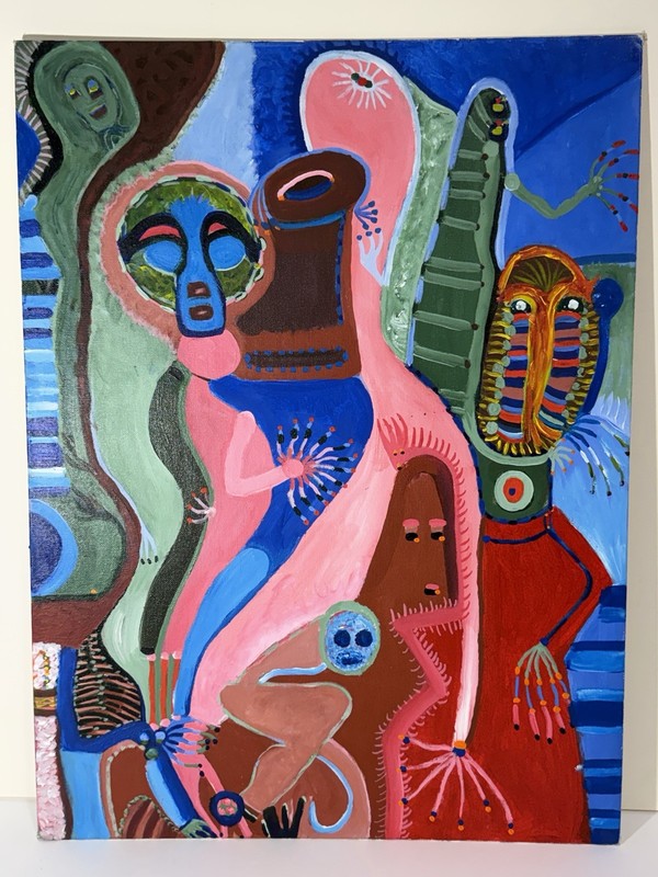 Visionary Expressionist Dream Painting By New York Outsider Artist Louise Abrams