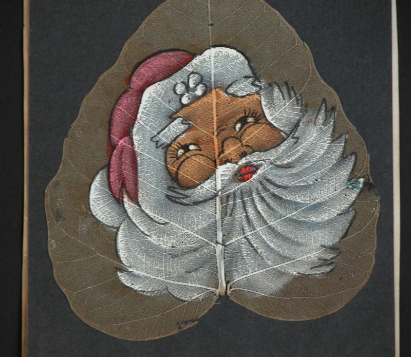 Vtg Skeleton Pipaltree Leaf Santa Clause Painting Kris Kringle Christmas