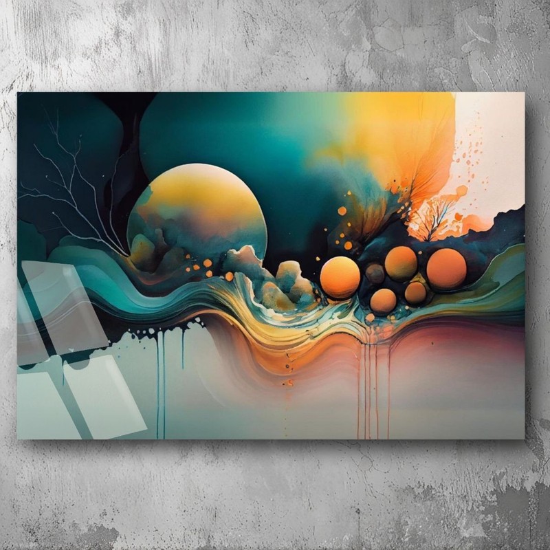 3D Painting Abstract Planetary Art UV Printed Acrylic Glass Wall Decor