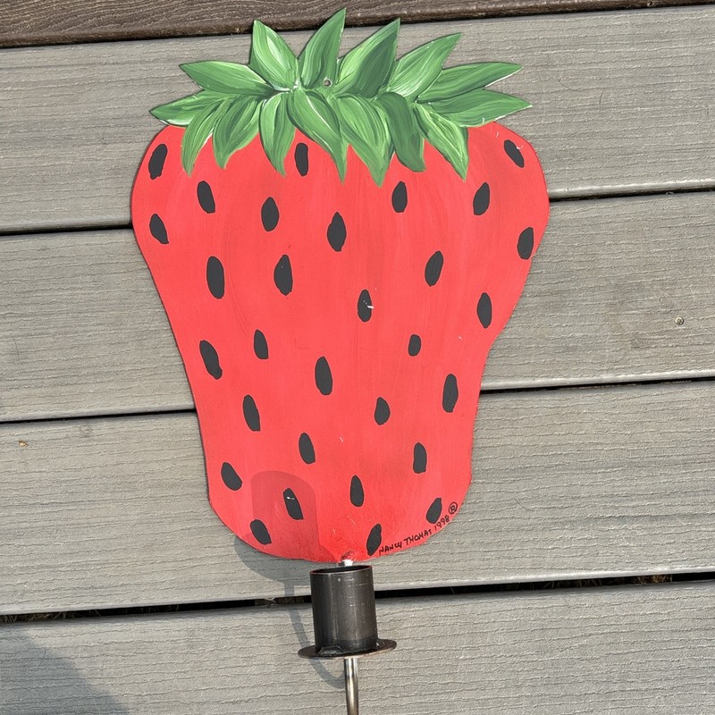 Vintage Nancy Thomas Metal Strawberry Plaque Candle Holder RARE
