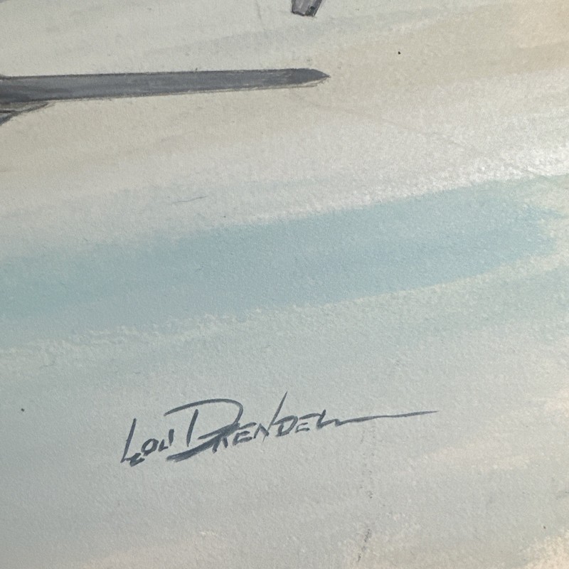Lou Drendel Original Aviation Art Acrylic Signed 14” High 20” Wide gallery
