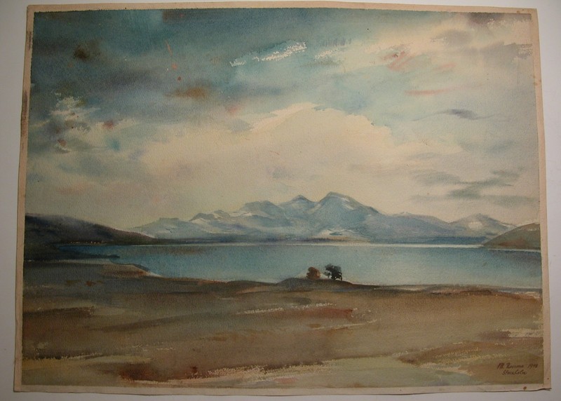 MAKS ROOSMA Listed Estonia Artist Original Watercolor Painting 1948 Stockholm