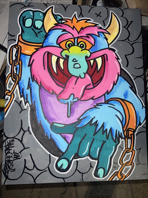 Shortiez Ink Graffiti 11 X 14 Canvas Board Painting My Pet Monster Toys Kids 90s