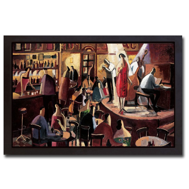Black Framed The Red Singer by Lourenco Canvas Art (18 in x 26 in Framed Size)