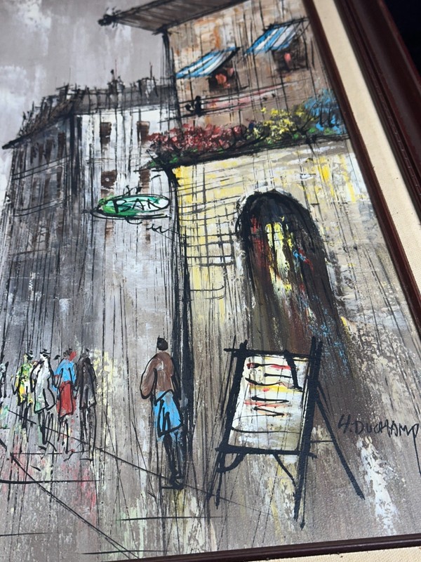 Vintage H. Duchamp Signed Original Painting Paris Framed Cityscape gallery
