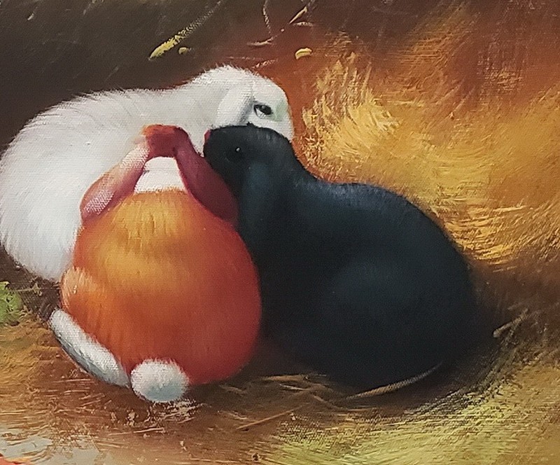 Rabbits #3D-4, 20x24, 100% Hand painted Oil Painting on Canvas gallery