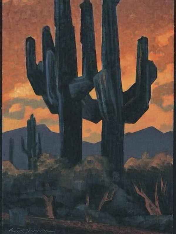 Ed Mell Style Oil Painting Hand Painted Canvas Southwest Art Signed