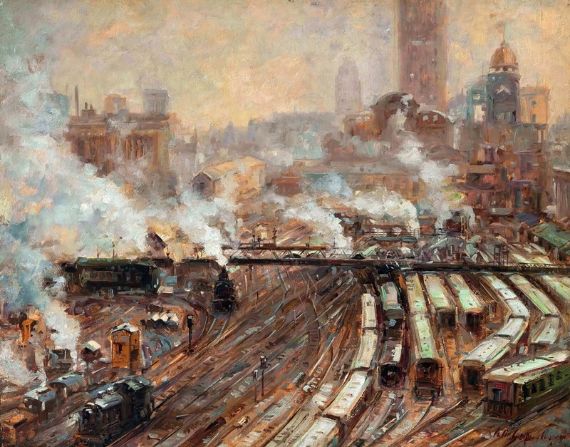 Cooper Grand Central Painting by Colin Campbell Cooper Art Reproduction