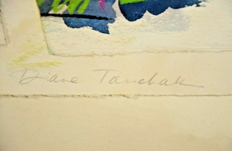 DIANE TANCHAK Original Vintage Signed Abstract Mixed Media Collage Oil Painting gallery