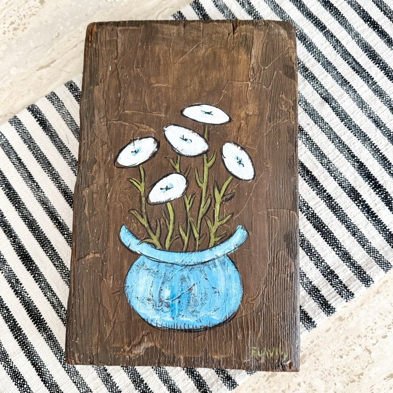Original Painting Of Flowers In Pot By Flavia Marie Weedn 1929-2015 Signed gallery