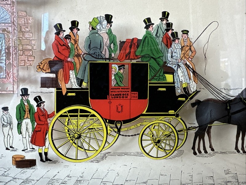 1938 C & A Richards Reverse Glass Painting Cambridge Telegraph #578 Carriage gallery