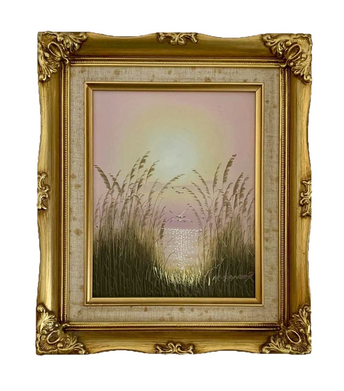 Vintage Original K. Sanders Oil Painting On Board «Day Break» Beach 14”x12”