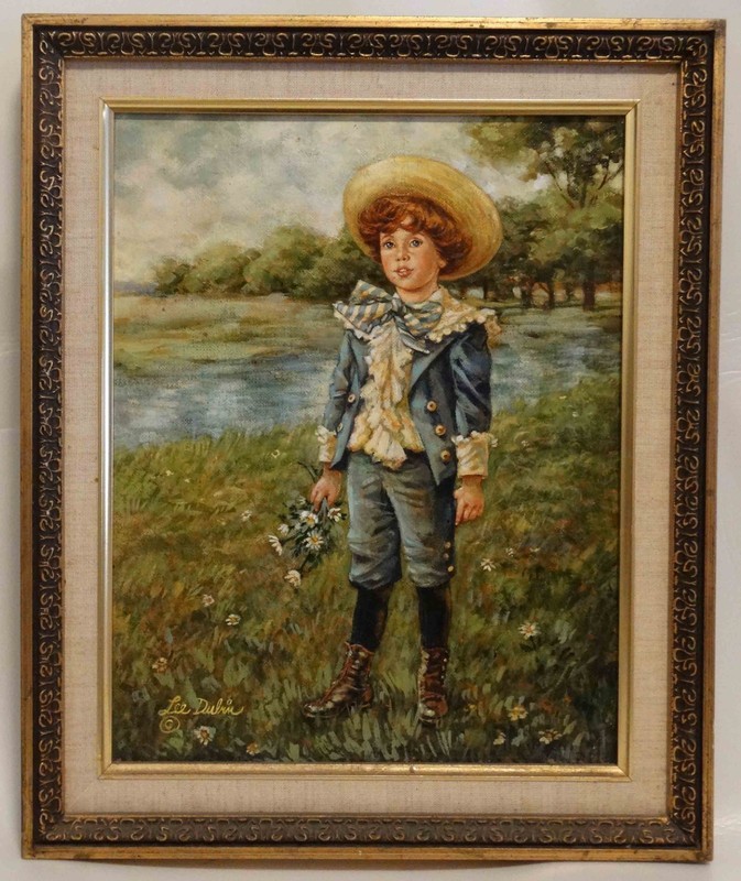 Victorian Brother Blue Boy by Lee Dubin Original Framed Oil Painting