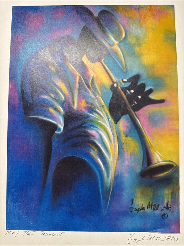 MYSTERY ARTIST LARGE PAINTING ABSTRACT EXPRESSIONISM FIGURES MUSICIAN MODERNISM