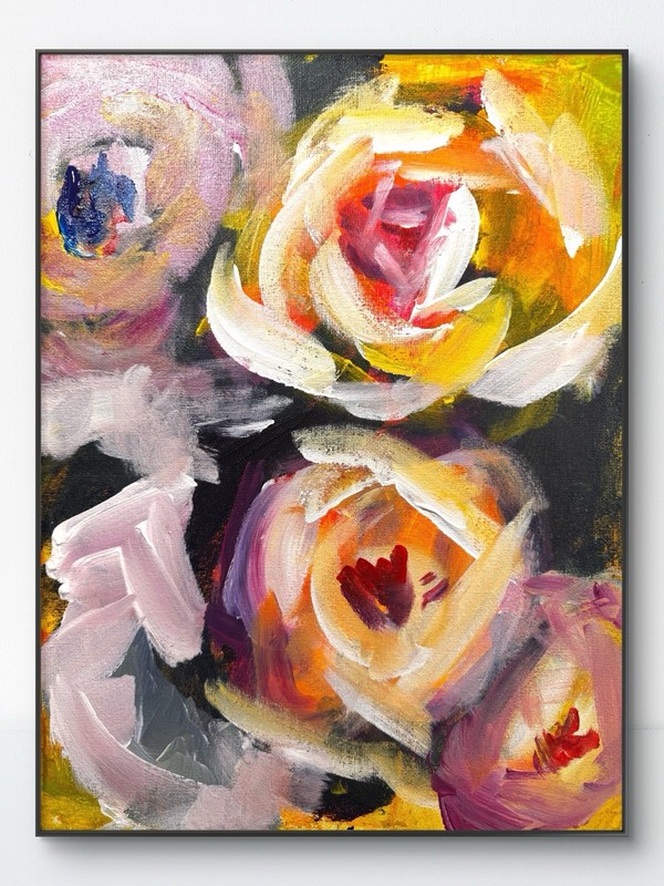 Original Abstract Expressionism 11×14 Flower Handmade Signed Unique Wall Art 245