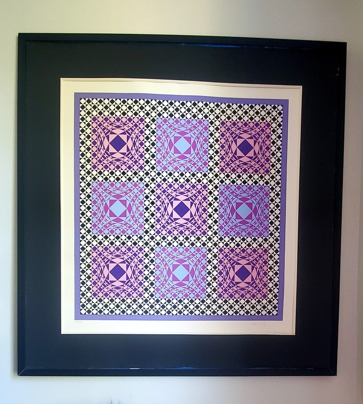 VINTAGE 1946 JEAN METZINGER OIL PAINTING ON BOARD SIGNED CUBISM FLORAL gallery