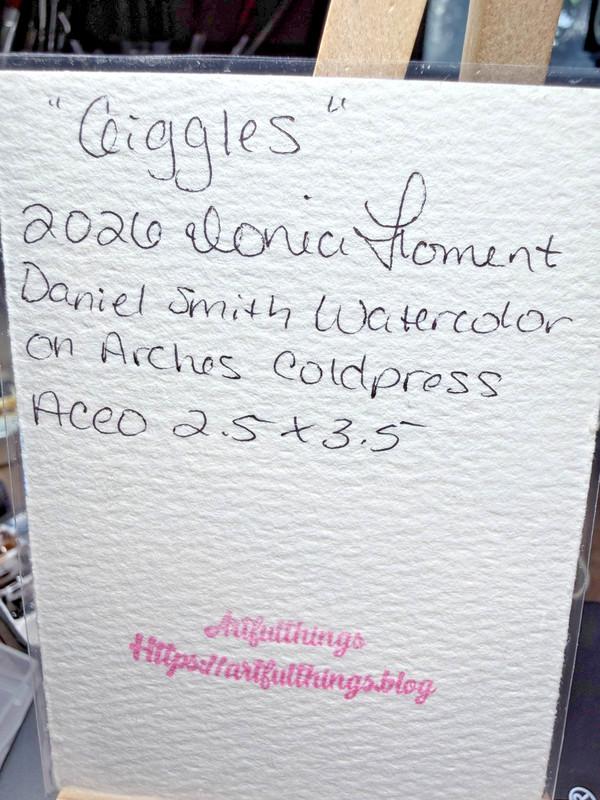 ACEO Original OOAK Signed (Not a Print) "Giggles" Cute Kitten Laughing Art Card gallery