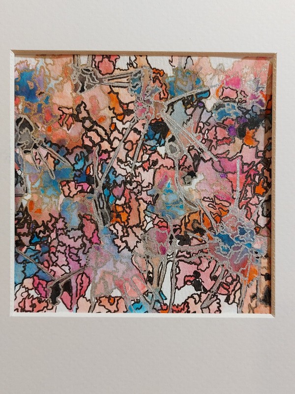 Original Abstract Watercolor & Marker By CB • Multicolor • In 9×9 Matt 1 Of 1