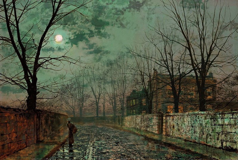 Under the Silvery Moonbeams Painting by John Atkinson Grimshaw Reproduction