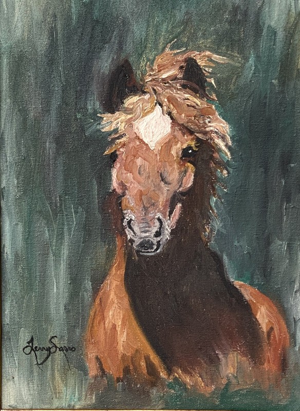 VTG c. 1960's Textured Original O/C "Horse's Head & Upper Body" By Lanny Sarro! gallery