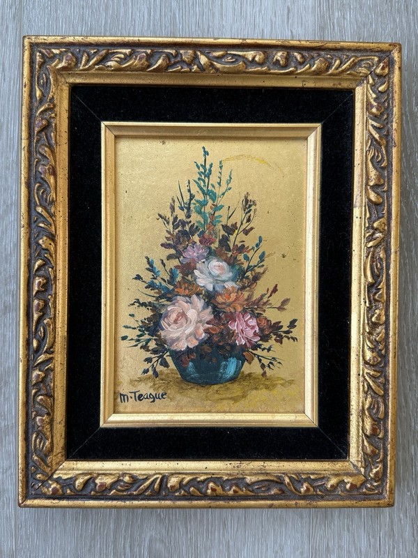 Original Oil Floral Still Life In Ornate Gilt Frame — Signed- Vintage