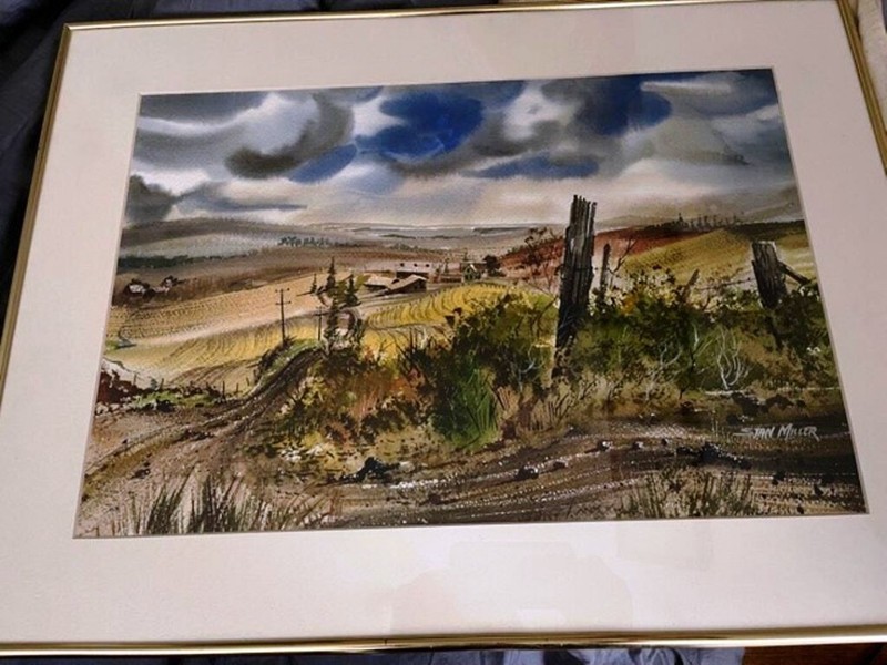 Painting Watercolor By Stan Miller Listed South Dakota Artist