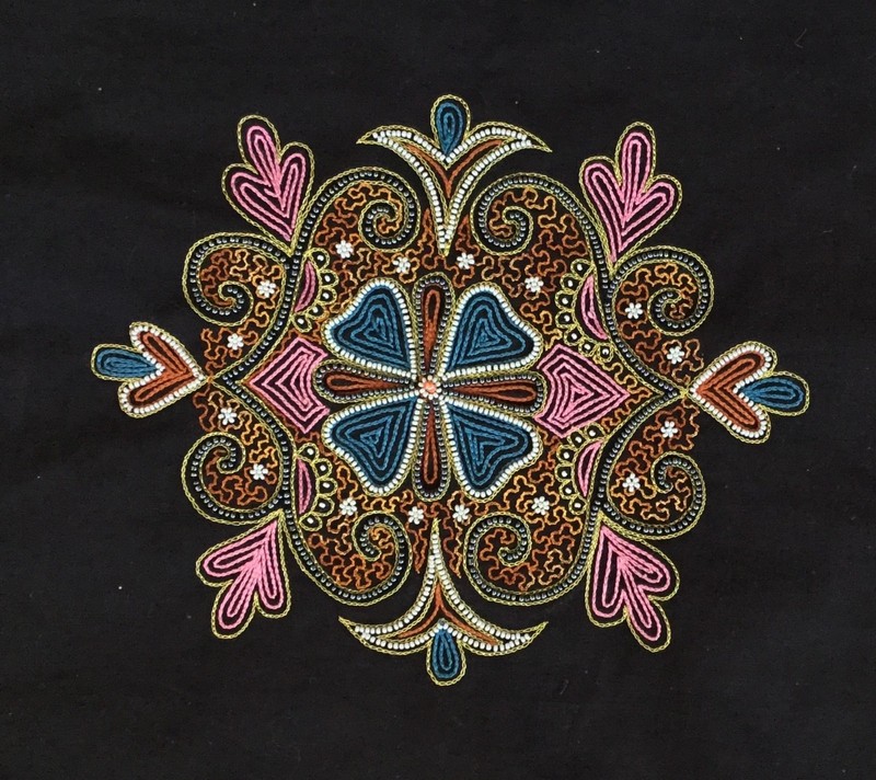 Kolam Pattern Embroidery Handicraft Handmade Indian Irula Tribe Decor Artwork