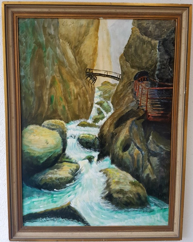 No.: 964 oil painting artwork with frame painting oil painting nature waterfall