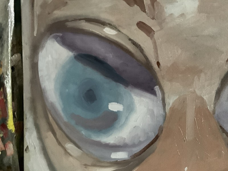 French Realism Eye Gradient Study Human Face 16x12 Org Oil Painting On Canvas gallery