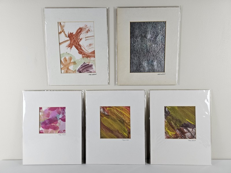 5 Original Signed Maya Wilson Paintings 10×8 Modern Abstract Art By Young Artist