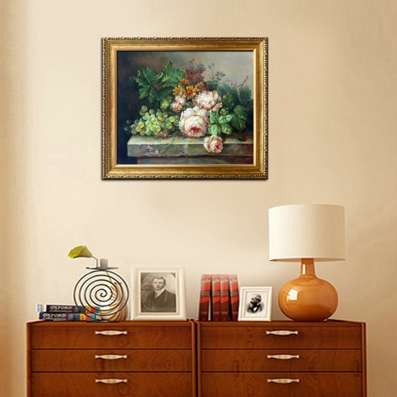 Framed Art Classical Still Life Fruit Flowers Oil Painting Hand painted Canvas gallery