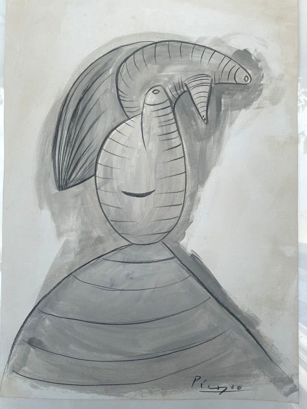 Picasso Pablo Original Painting Drawing Figure Surreal Abstract Signed Art F97 gallery