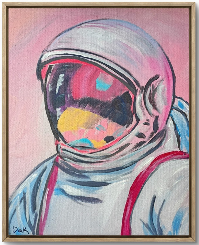 Pastel Astronaut 8×10 Canvas Original Art Outer Space Abstract Expressionism