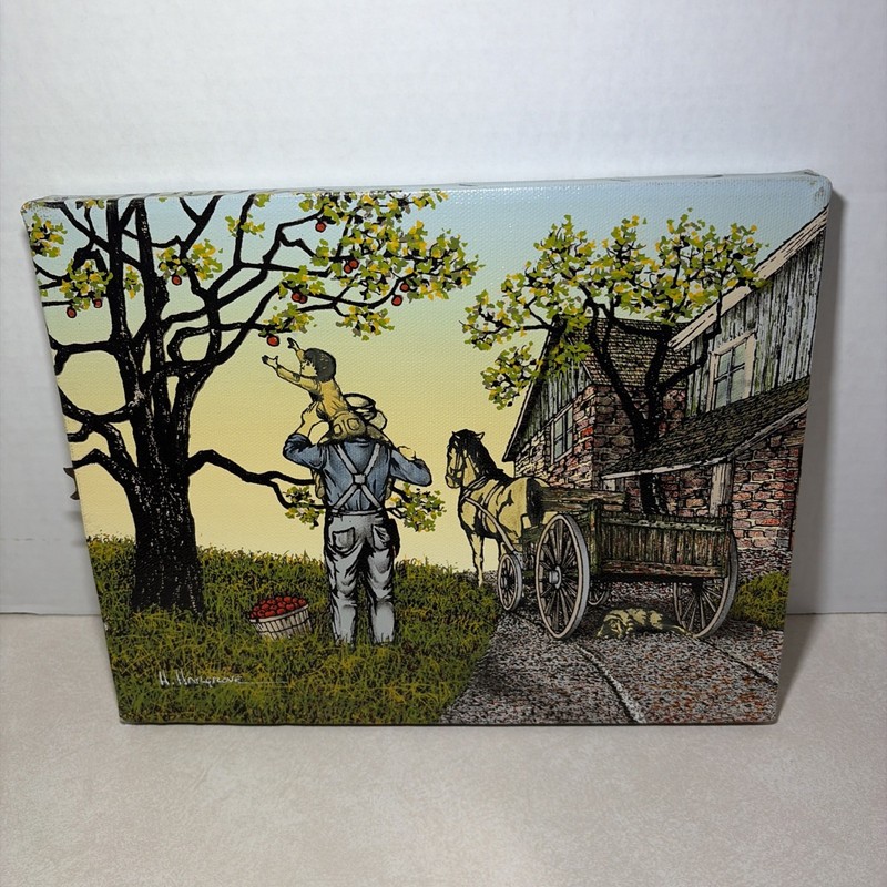 H. Hargrove “Apple Picking” Canvas Painting Art Classics International Numbered gallery