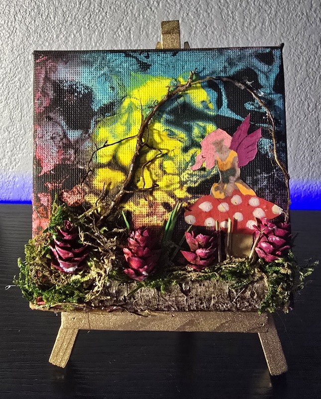 4″ X 4″ Original Painting With Display Easel » A Mini Mixed Media»