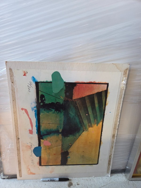 Original Abstract Impressionist Painting 20x17 Street Stairs 1980s Abstract MCM gallery