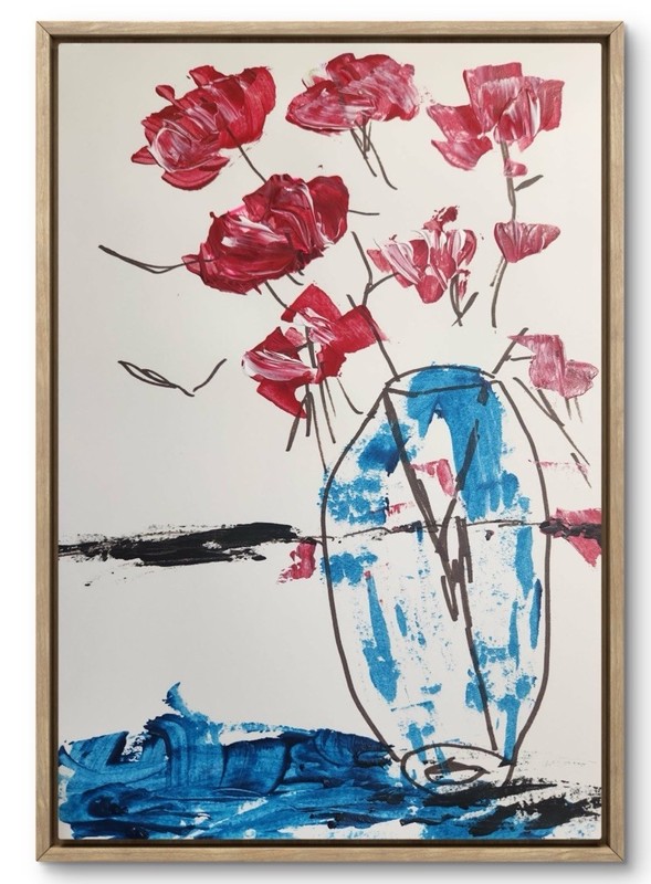 Abstract Pinks Impressionistic Original Wall Art 14X11 Mixed Media Paper