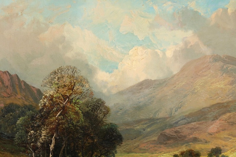 original antique CLARENCE HENRY ROE 1850-1909 signed oil painting landscape gallery