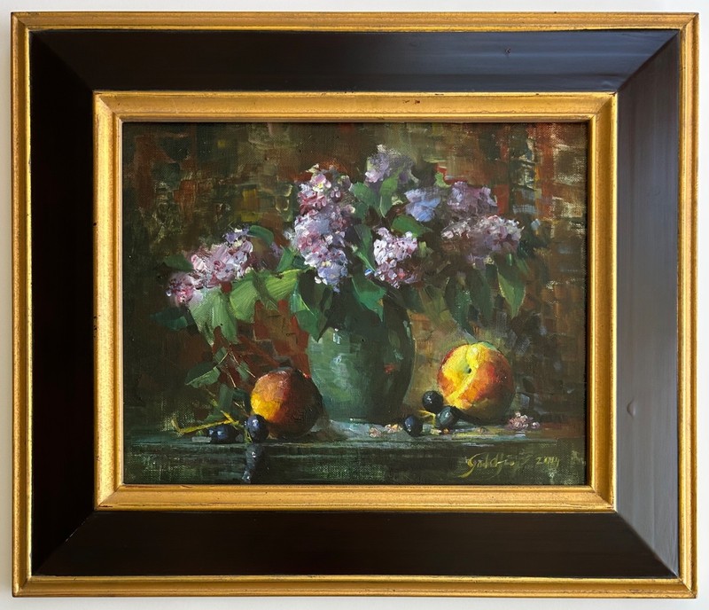 Ronald Goldfinger – original signed framed oil on canvas «Lilacs in Bloom» 2014